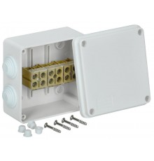 Коробка распределительная КМ для о/у 100х100х50мм белая с клеммой 6 зажимов, до 6мм.кв.  UKO10-100-050-100-K01-E  IEK (ИЭК)