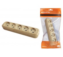 Колодка розеточная 5 гнезд 2П б/з 10А 250В "Эко" (сосна)   SQ1806-0053  TDM