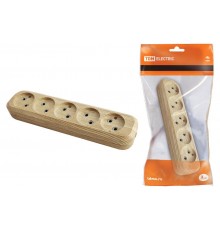 Колодка розеточная 5 гнезд 2П б/з 10А 250В "Эко" (сосна)   SQ1806-0053  TDM