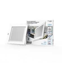 Светильник светодиодный встраиваемый квадратный с декоративным стеклом 18W 4000K 1/20  948111218  Gauss