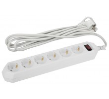 Сетевой фильтр USF-6es-3m-W-BOX Сет.фильтр базовая защита, с/з, с выкл, 6гн, 3м, ПВС, 10А,  Б0037262  ЭРА