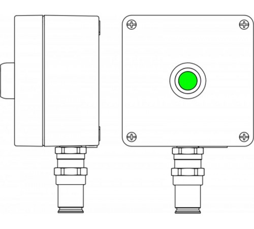 Ex пост управления из алюминия; 1Ex d e IIC T5 Gb X IP66; Ex tb IIIBT95CDb X; Кнопка Зеленая, 1NC/1NO -1 шт.; B: ввод D5,5-13мм поднебронированный каб
