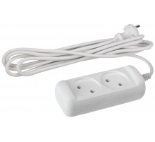 Удлинитель U-2-1,5m  ЭРА без зазeмл., 2х1мм2, 10А, ПВС, 2гн, 1,5м  Б0028359  ЭРА