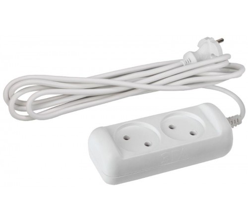 Удлинитель U-2-1,5m  ЭРА без зазeмл., 2х1мм2, 10А, ПВС, 2гн, 1,5м  Б0028359  ЭРА