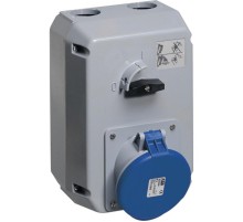 Розетка металл. с выключателем и механической блокировкой 363MM6, 63A, 3P+E, IP44, 6ч  2CMA168036R1000  ABB