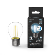 Лампа светодиодная Black LED Filament Шар E27 7W 580lm 4100K step dimmable  105802207-S  Gauss