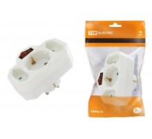 Блок на 3 гнезда с выключателем с индикацией: 1x2П+3 16А+2х2П 2,5А под плоскую вилку 250B белый  SQ1806-0202  TDM