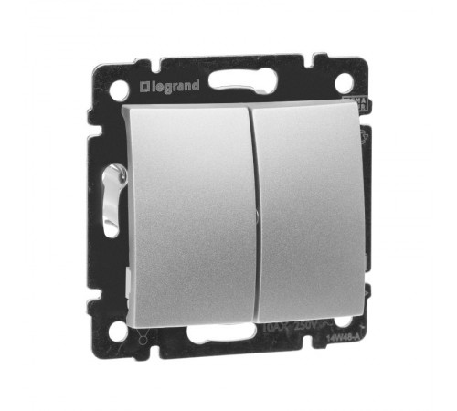 Valena Алюминий Выключатель 2-х клавишный  770105  Legrand