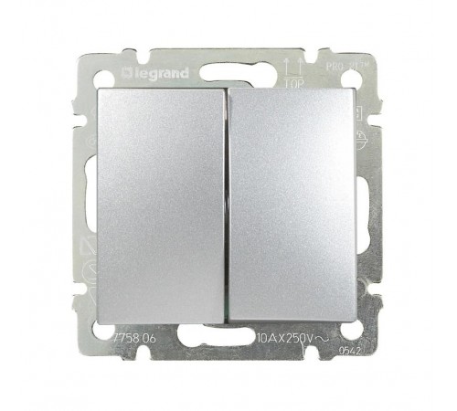 Valena Алюминий Выключатель 2-х клавишный  770105  Legrand