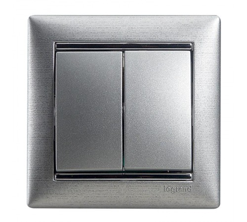 Valena Алюминий Выключатель 2-х клавишный  770105  Legrand