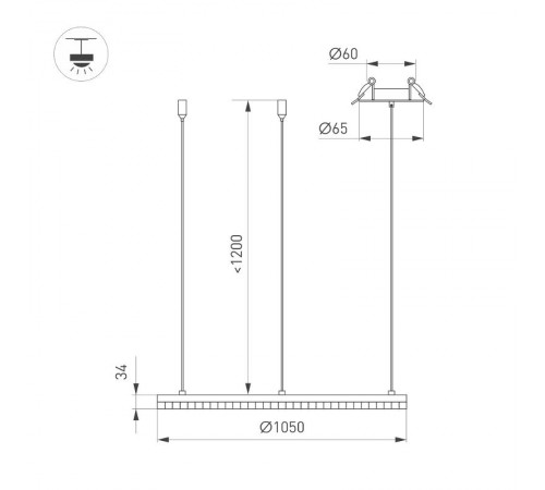 Светильник SP-DIAMOND-R1050-60W Day4000 (WH, 45 deg, 230V, TRIAC) (Arlight, IP20 Металл, 5 лет)  054498  Arlight