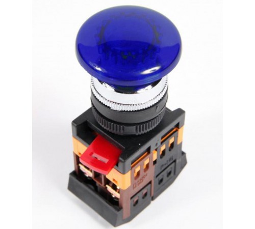 Кнопка AELA22 "Грибок" синий d22мм неон/240В 1з+1р   BBG20-AELA-K07  GENERICA