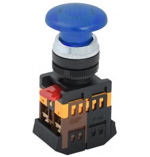 Кнопка AELA22 "Грибок" синий d22мм неон/240В 1з+1р   BBG20-AELA-K07  GENERICA