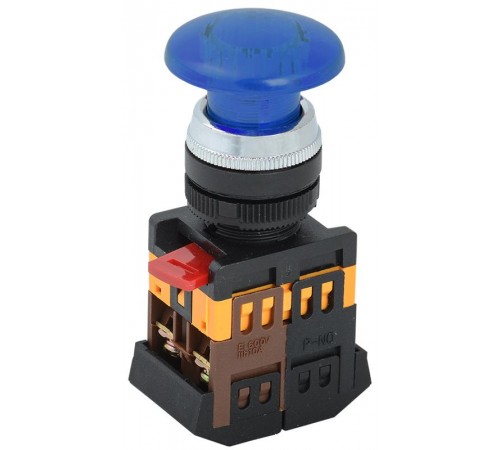 Кнопка AELA22 "Грибок" синий d22мм неон/240В 1з+1р   BBG20-AELA-K07  GENERICA