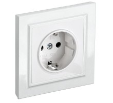 BRITE Розетка с заземлением со шторками 16А в сборе РСР14-1-0-БрБ белый   BR-R14-16-K01-F  IEK