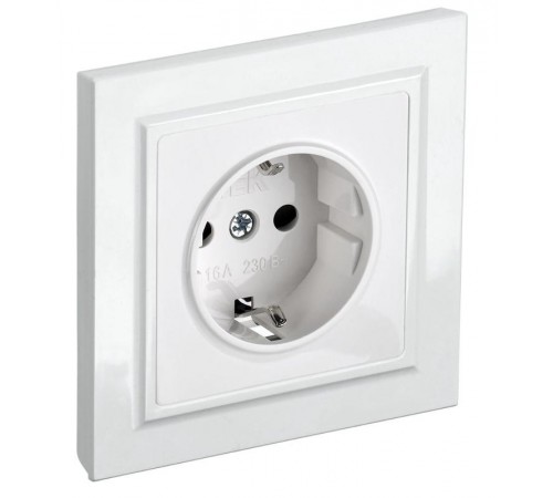 BRITE Розетка с заземлением со шторками 16А в сборе РСР14-1-0-БрБ белый   BR-R14-16-K01-F  IEK