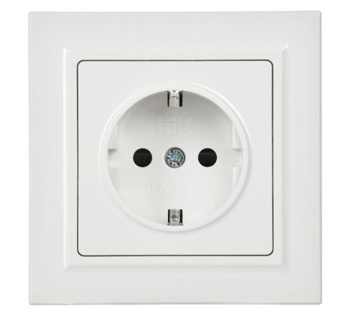 BRITE Розетка с заземлением со шторками 16А в сборе РСР14-1-0-БрБ белый   BR-R14-16-K01-F  IEK