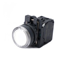 Кнопка SB5 с подсветкой в сборе модульная 22мм белая пластик 24ВDC 1НО  SB5AW31B1  SE