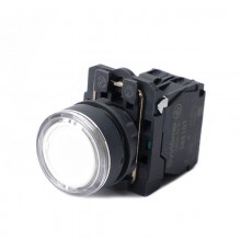 Кнопка SB5 с подсветкой в сборе модульная 22мм белая пластик 24ВDC 1НО  SB5AW31B1  SE