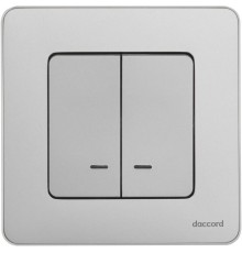 Inspiria Алюминий Выключатель 2-клавишный с подсветкой С/У без рамки  673632  Legrand