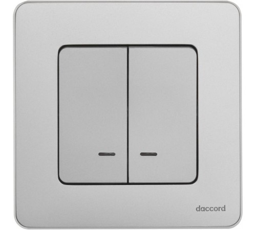 Inspiria Алюминий Выключатель 2-клавишный с подсветкой С/У без рамки  673632  Legrand