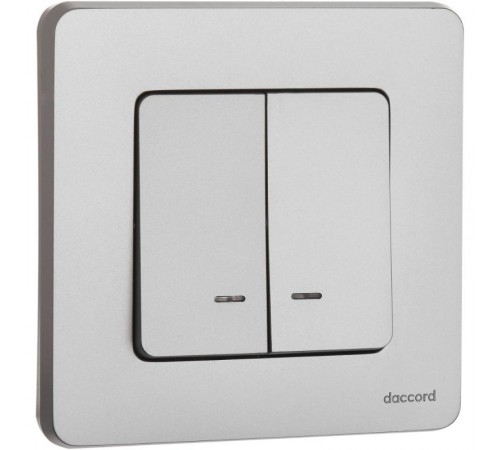 Inspiria Алюминий Выключатель 2-клавишный с подсветкой С/У без рамки  673632  Legrand