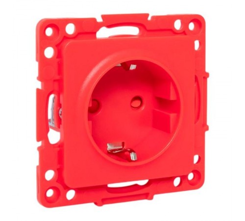 Стокгольм Механизм Розетки 1-местной с/з 16А винтовые клеммы красный с защ. штор.  EYR16-028-30  EKF