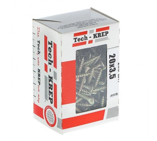 Саморезы универсальные 20х3,5 мм (200 шт) желтые - коробка с окном ( 0,18 кг)  102232  Tech-KREP