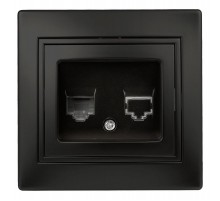 1-303-05 Intro Розетка информационная RJ45, IP20, СУ, Plano, антрацит  Б0044575  Intro