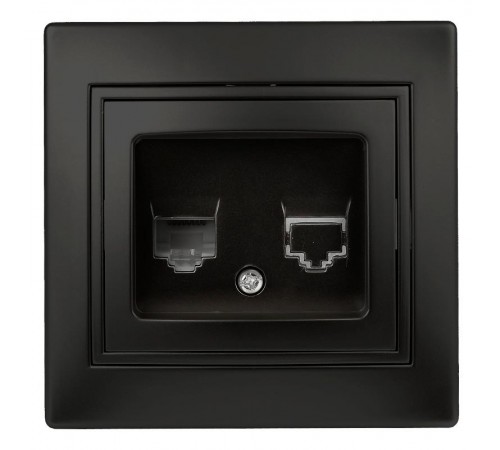 1-303-05 Intro Розетка информационная RJ45, IP20, СУ, Plano, антрацит  Б0044575  Intro