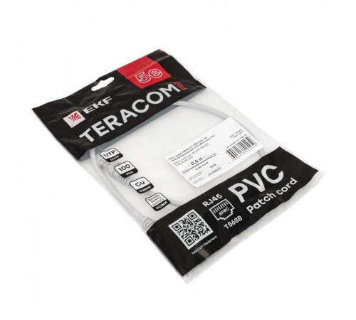 Патч-корд TERACOM PRO Cat.5E неэкранированный UTP оболочка PVC серый (0,5м)  TRP-5EUTP-PVC-05M-GY  EKF