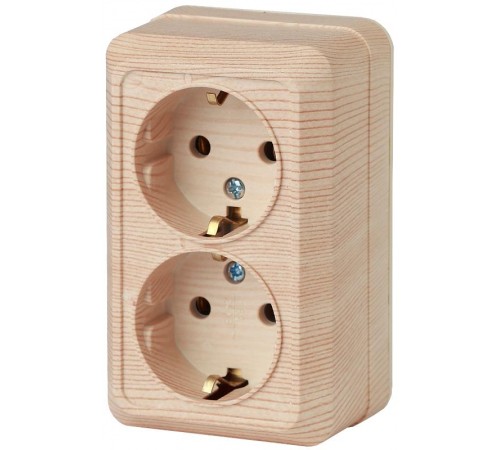 2-204-11 Intro Розетка 2х2P+E Schuko, 16А-250В, IP20, ОУ, Quadro, сосна  Б0027657  Intro