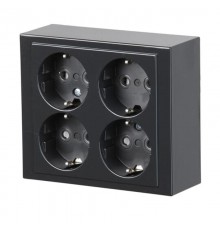 Розетка накладного монтажа, Schuko 4 поста, Impressivo, антрацит  404EA-81   2TKA00001614  ABB