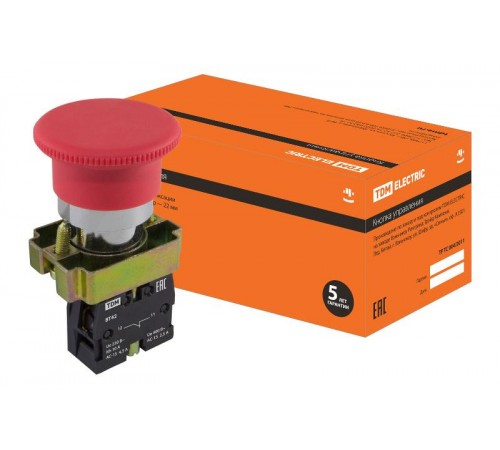 Кнопка BТ42 "Грибок" аварийная с фиксацией красный  SQ0704-0053  TDM