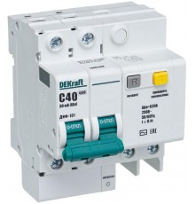 Выключатель автоматический дифференциального тока ДИФ-101 2п 40А C 30мА тип AC (4 мод)  15007DEK  DEKraft