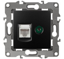 Розетка информационная+TV 12-3110-05 RJ45+TV,  антрацит  Б0027445  ЭРА