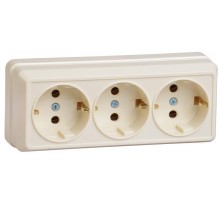 РС23-3-ОК Розетка 3местн. с з/к 16А откр.уст. ОКТАВА (кремовый)  ERO31-K33-16-DC  GENERICA
