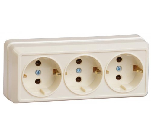 РС23-3-ОК Розетка 3местн. с з/к 16А откр.уст. ОКТАВА (кремовый)  ERO31-K33-16-DC  GENERICA