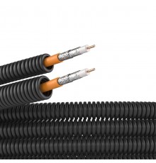 Электротруба ПНД гибкая гофрированная д. 20 мм, цвет черный, с коаксиальным кабелем SAT нг(А)-HF, 100 м  7VE720100B  DKC