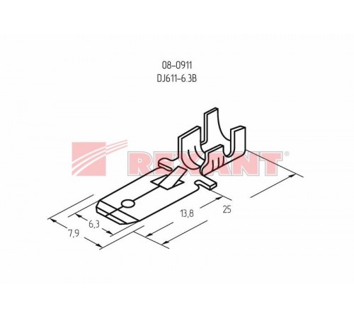 Клемма плоская штекер 6.3 мм 0,5-1.5 мм (РП-п 1.5-(6.3))  08-0911  REXANT