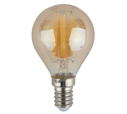Лампа светодиодная F-LED P45-7W-827-E14 gold (филамент, шар золот, 7Вт, тепл, E14)  Б0047016  ЭРА
