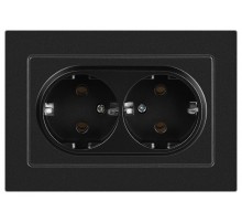 Розетка Intro Accent 6-205-05 2X2P+E Schuko, 16А-250В, IP20, СУ, AL/CU, антрацит  Б0063494  Intro