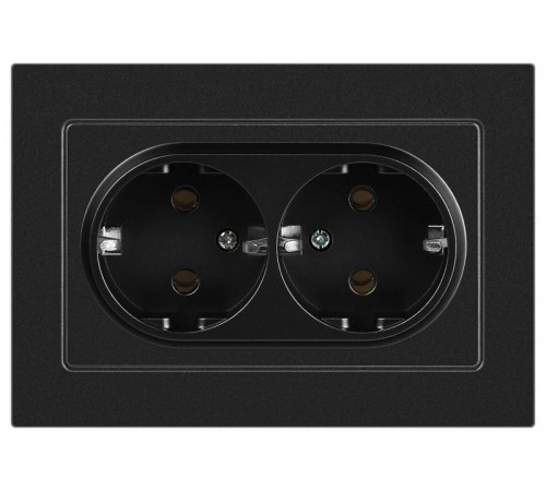 Розетка Intro Accent 6-205-05 2X2P+E Schuko, 16А-250В, IP20, СУ, AL/CU, антрацит  Б0063494  Intro