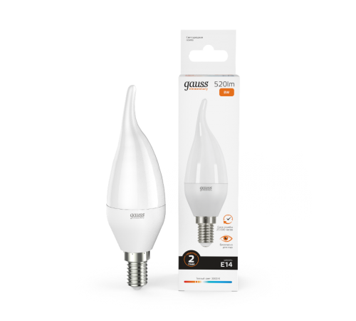 Лампа светодиодная LED 8Вт E14 220В 2700К Elementary свеча на ветру  34118  Gauss