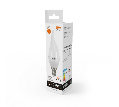 Лампа светодиодная LED 8Вт E14 220В 2700К Elementary свеча на ветру  34118  Gauss