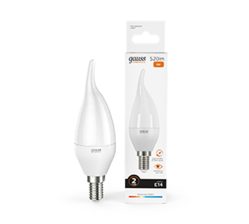 Лампа светодиодная LED 8Вт E14 220В 2700К Elementary свеча на ветру  34118  Gauss