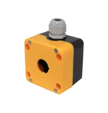 Корпус ПКУ22/1, чёрный с жёлтой крышкой, одно отверстие  22мм, с сальником, IP65  (ЭТ)   ET518663   Электротехник