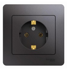 Glossa Графит Розетка с заземлением (в сборе)  GSL001342  SE