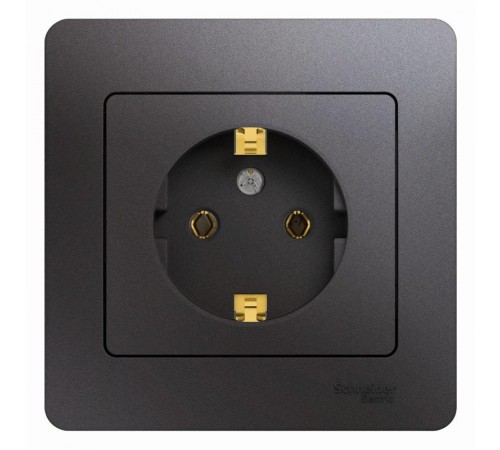 Glossa Графит Розетка с заземлением (в сборе)  GSL001342  SE