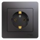 Glossa Графит Розетка с заземлением (в сборе)  GSL001342  SE